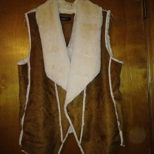 Pastel Fuzzy sherpa faux fur tan vest